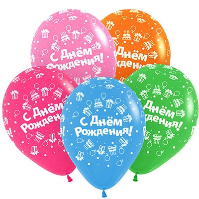 Фонтан из 5 шаров "С дем рождения" - салон «Букетная» в Тюмени