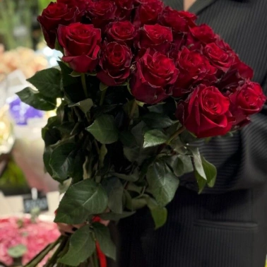 Букет «Бордовые розы 25 шт»
