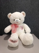 Мишка белый с розовым бантом 0