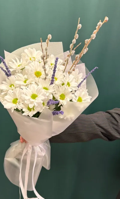 Букет «Верба и ромашки»